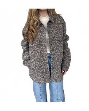 Hidden Jeans Chrissy Leopard Button Up Jacket - Gray