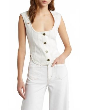 FRAME Seamed Scoopneck Bustier Top - White