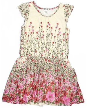 Area Code 407 Girls Print Ruched Dress - Red