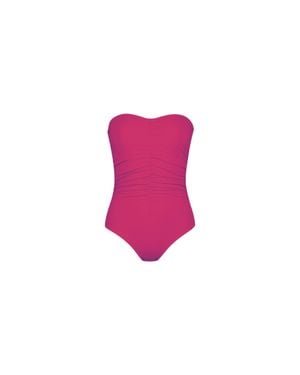 Karla Colletto Basics Ruched Bandeau Bodysuit - Pink