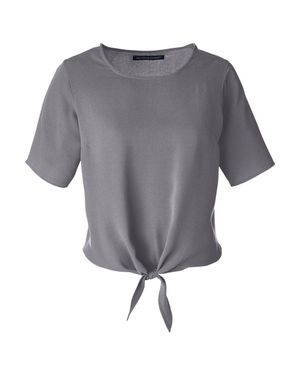 Devon & Jones Perfect Fit Tie Front Blouse - Gray