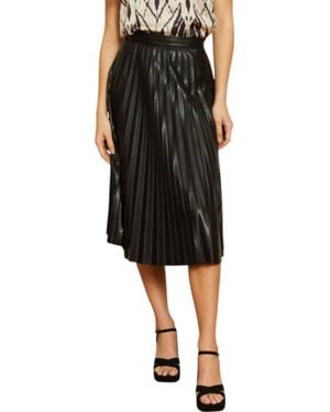 Caballero Annette Pleated Midi Skirt - Black