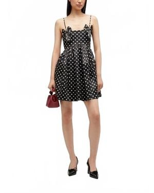Ganni Printed Double Satin Mini Strap Dress - Black