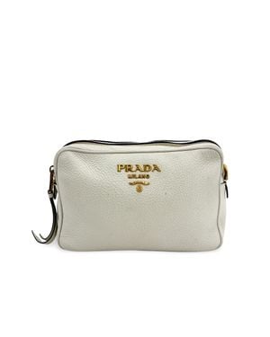 Prada Vitello Phoenix Leather Camera Bag Hardware - Natural