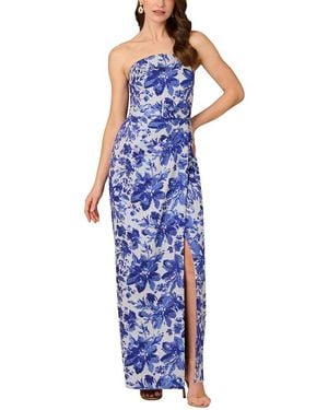 Aidan Mattox Printed Maxi Dress - Blue