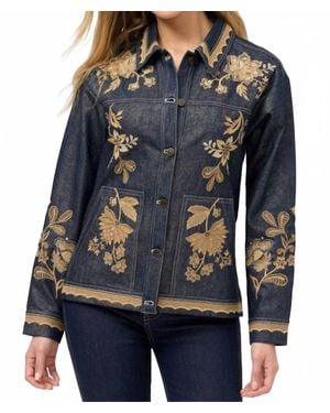 Johnny Was Trapunto Denim Chore Jacket - Blue