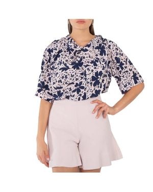 Stella McCartney Silk Foral Print Blouse - Blue