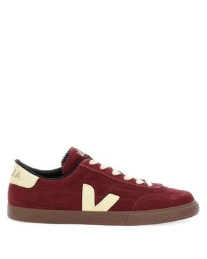 Veja Low-Top Bordeaux Suede Sneakers With Cream Accents - Red