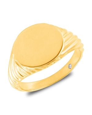 MAX + STONE 18K Plated Hidden Vermeil Lab Grown Diamond Signet Ring - Metallic