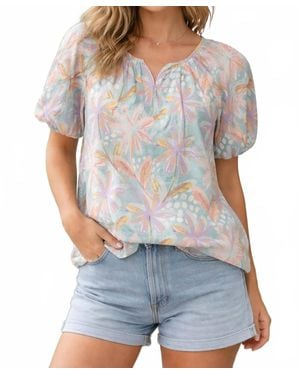 J joy Bubble Sleeve Top - Gray