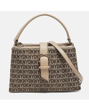 DKNY Signature Canvas And Leather Deena Top Handle Bag - Brown