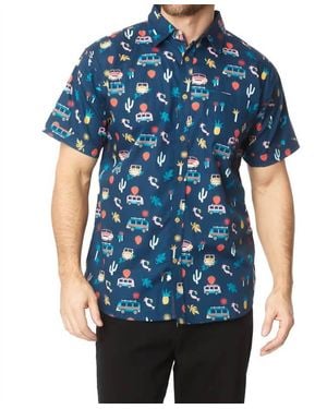 Hawks Bay Printed Woven Fun Cars Print Short Sleeve Shirt - Blue