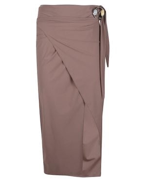 HAMOULET Wrap Design Midi Pareo With Gathered Detail And Decorative Ring - Brown