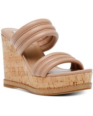 Steve Madden Wipeout Faux Leather Cork Wedge Sandals - Brown