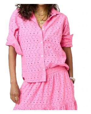 Kerri Rosenthal Pia Eyelet Button Up Shirt - Pink