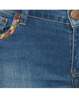 Maje Distressed Demin Embellished Trim Low Waist Jeans - Blue