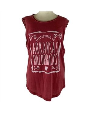 Pressbox College Of Arkansas Ruffy Tank - Red