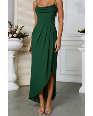 TRUEDAMES Sexy Slit Halter Long Dress - Green