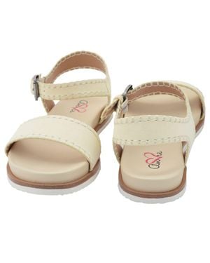 MIA Amore "Sofee" Faux Leather Flat Sandals - Natural