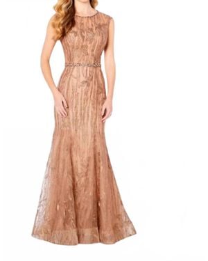 Cameron Blake Scoop Neckline Lace Dress - Brown