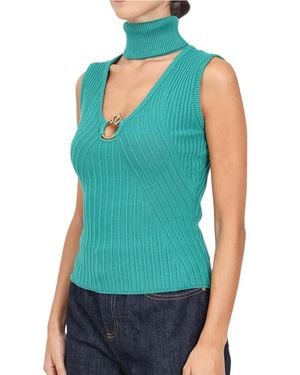 Just Cavalli Ribbed Top Viscose/Polyester - Blue