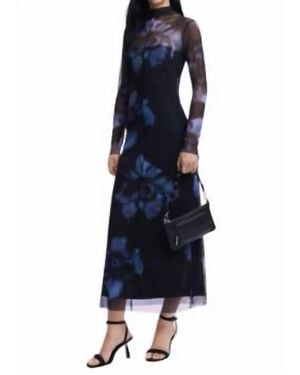 Desigual Mesh High Neck Midi - Blue
