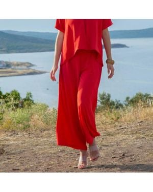 Eversassy Wide Leg Pant - Red