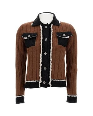 Barrie Cotton And Wool Blend Hybrid Denim Jacket - Black