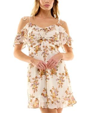Jolt Juniors Wedding Guest Mini Fit & Flare Dress - Natural