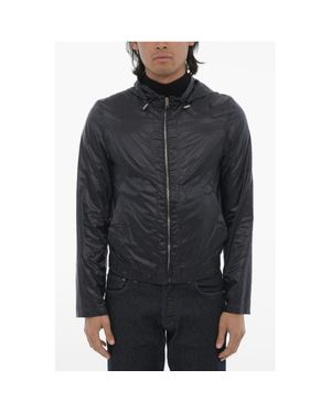 Corneliani Id Nylon Hooded Windbreaker With Front Zip - Black