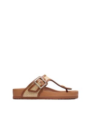 Birkenstock Natural Raffia Gizeh Thong Sandals - Brown