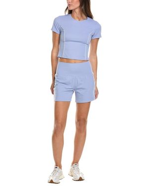 Marion 2Pc 4.5In Activewear Crop Top & Racing Short Set - Blue