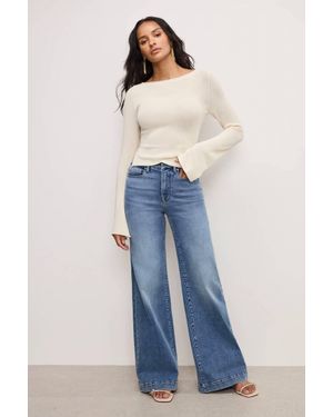 GOOD AMERICAN Good Waist Palazzo Compression Jeans - Blue
