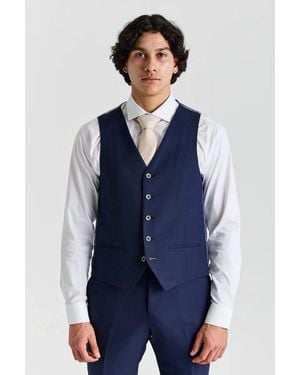Paul Andrew Belmont Waistcoat Tailored Fit Summer Vest - Blue