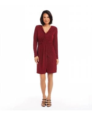 Karen Kane Raelynn Twist Front Metallic Mini Dress - Red