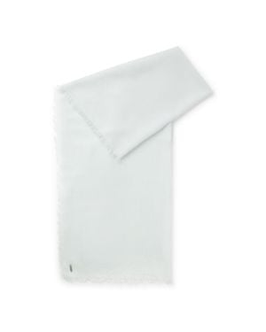 BOSS Lightweight Wool Scarf With Fringed Trims - White