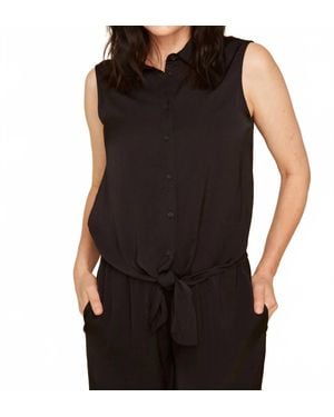 Renuar Tie Front Tank Top - Black