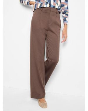 NIC+ZOE Drapey Ponte Wide Leg Trouser - Brown