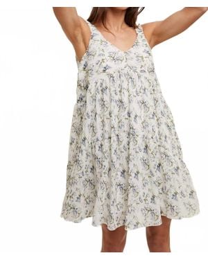 Wishlist Pleated Floral Mini Dress - White