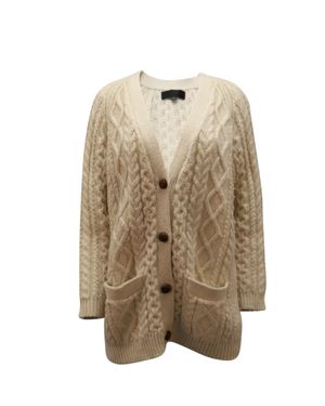 Nili Lotan Cable-Knit Wool Cardigan - Natural