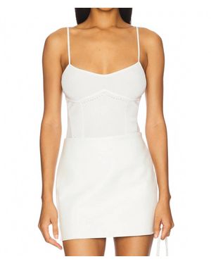 Fleur du Mal Knit Underbust Cami Bodysuit - White