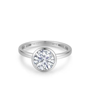 MAX + STONE Solid 10K 3.5 Carat Cubic Zirconia Round 8Mm Bezel Engagement Ring - White