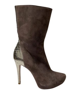 Alexandre Birman Suede Sock Stiletto Ankle Boots - Brown