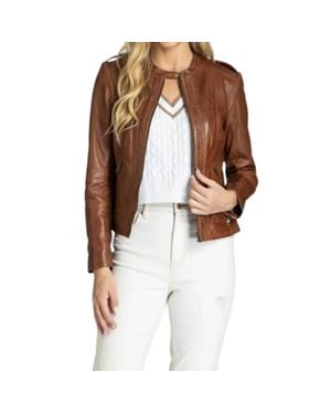 11 Uptown Classic Zip Front Jacket With Braids - Brown