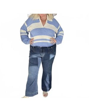MON RENN Cosmo Knit Top - Blue
