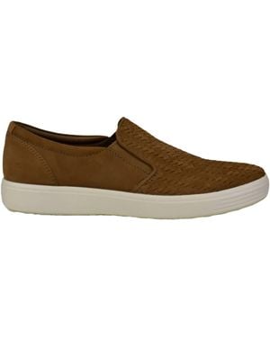 Ecco Soft 7 Slip-On Cow Nubuck Sneakers - Brown
