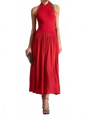 Elan Halter Midi Dress - Red
