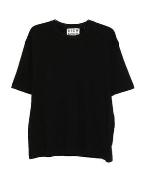 John Richmond Textured Graphic T-Shirt With Crew Neck - Black