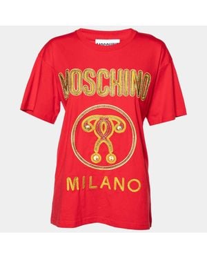 Moschino Cotton Knit Logo Embroidered Oversized T-Shirt Xxs