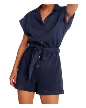 Bella Dahl Notched Collar Romper - Blue